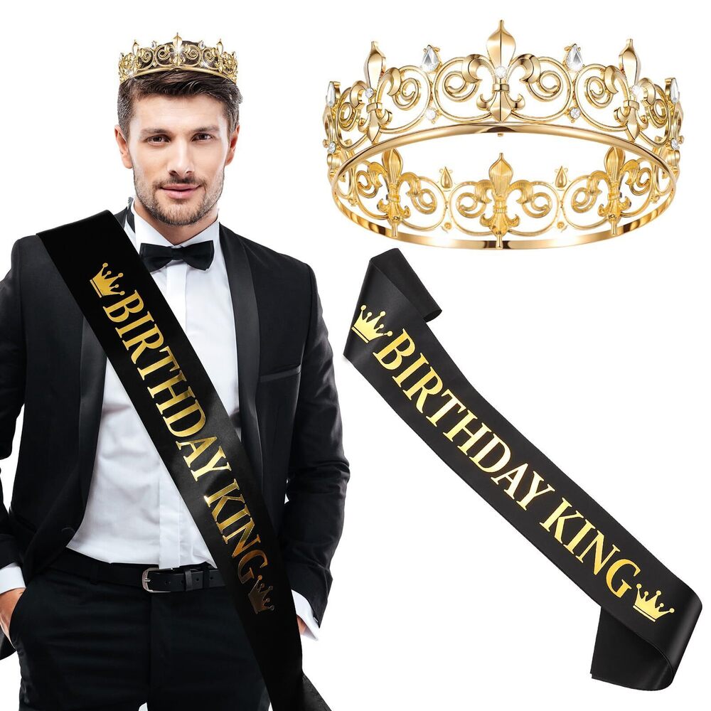 5574 Birthday King Crown and Sash Prom Headwear Crown Baroque Costume